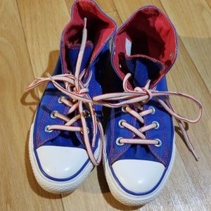 Converse high top size 6.5 red white and blue!